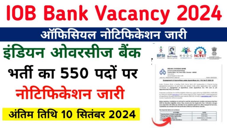 IOB Bank Vacancy 2024