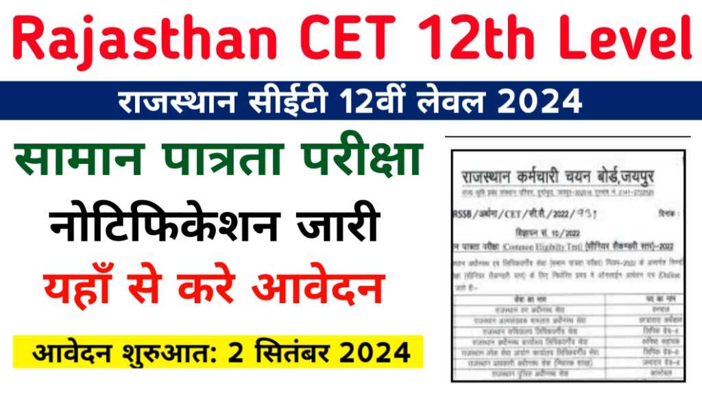 Rajasthan CET 12th Level