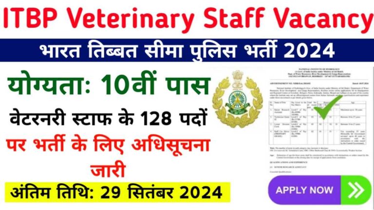 ITBP Veterinary Staff Vacancy