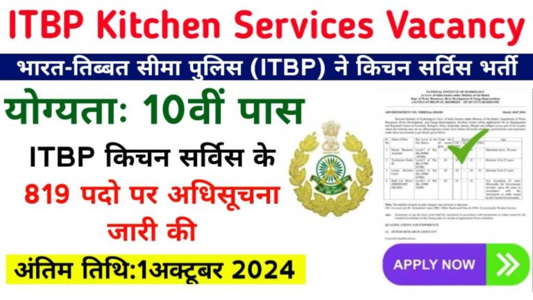 ITBP Kitchen Services Vacancy 2024