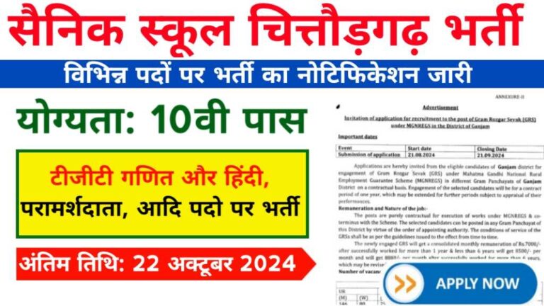 Sainik School Vacancy 2024