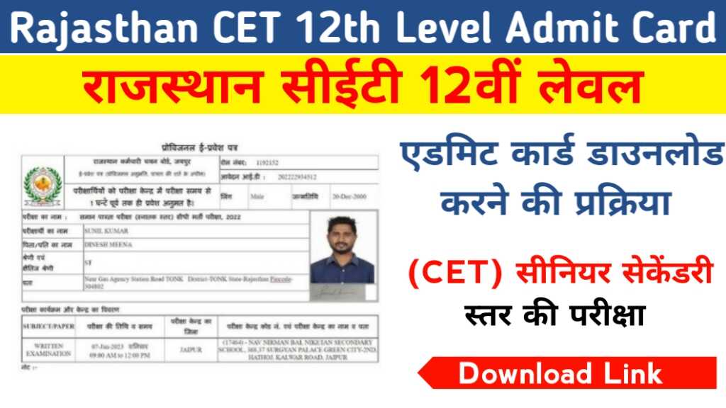 Rajasthan CET 12th Level Admit Card